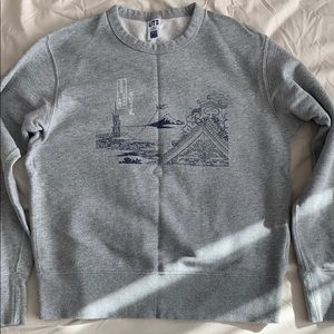 hokusai blue graphic sweatshirt